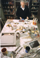 GR en su estudio de la Plaza del Biombo 1989